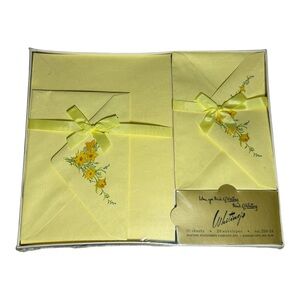 Vintage Whitings Yellow Floral Stationery Set